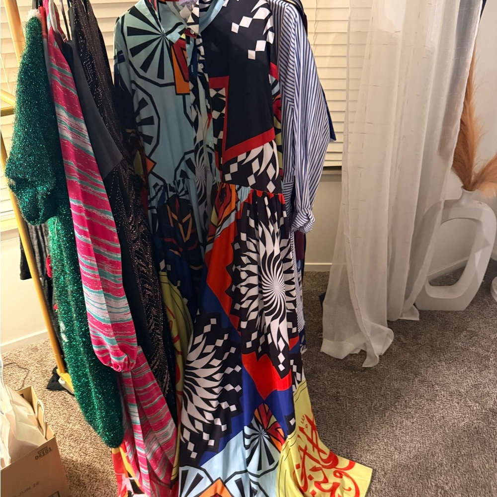 Colorful Geometric Maxi Dress